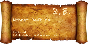 Wohner Beáta névjegykártya